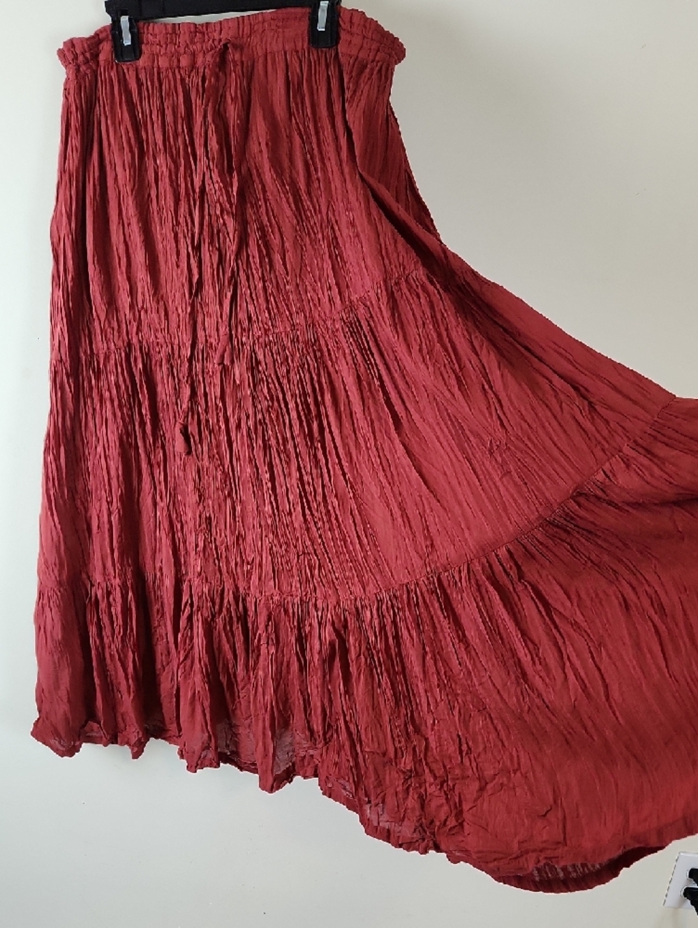 Tierred Maxi Styles To Go Rust Red Drawstring Broomstick Skirt S M L XL XXL
